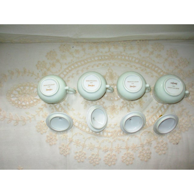 1980s 1980s Vintage Neiman Marcus Light Green Porcelain Soup Pots De Creame Set of 4 For Sale - Image 5 of 8