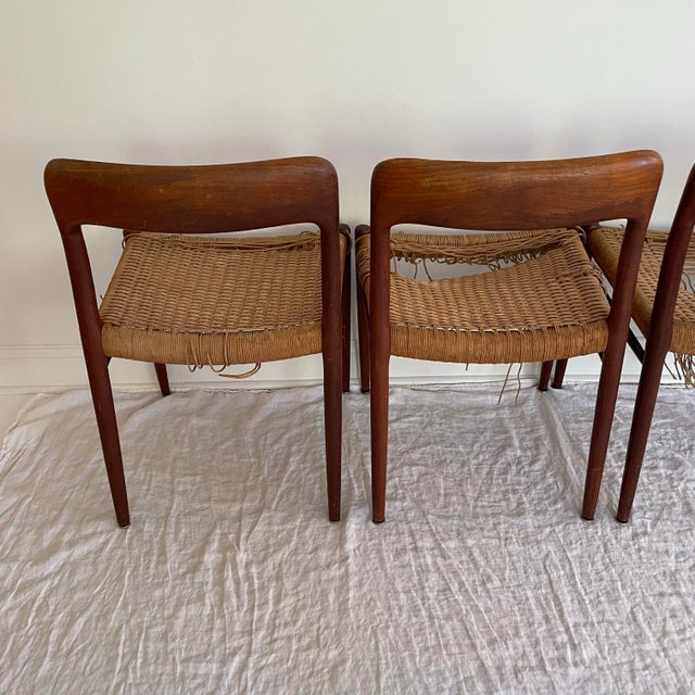 1960s Four Neils Otto Moller Model 75 Danish Mid Century Teak Wooden Chairs For Sale In New York - Image 6 of 12