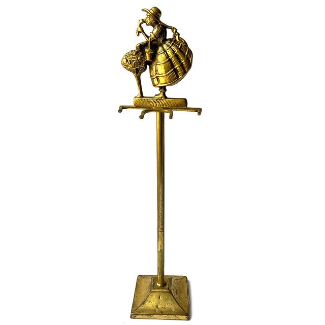 English Vintage English Five-Piece Brass Little Miss Muffet Fireside Companion Set For Sale - Image 3 of 11