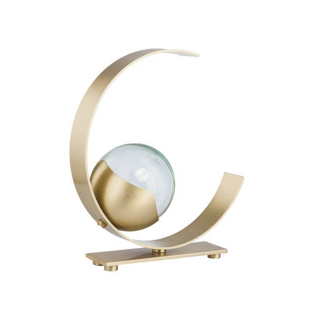 New "Waning/T" Handmade Sculpture Table Lamp With Bulb in Metal and Crystal For Sale - Image 4 of 8