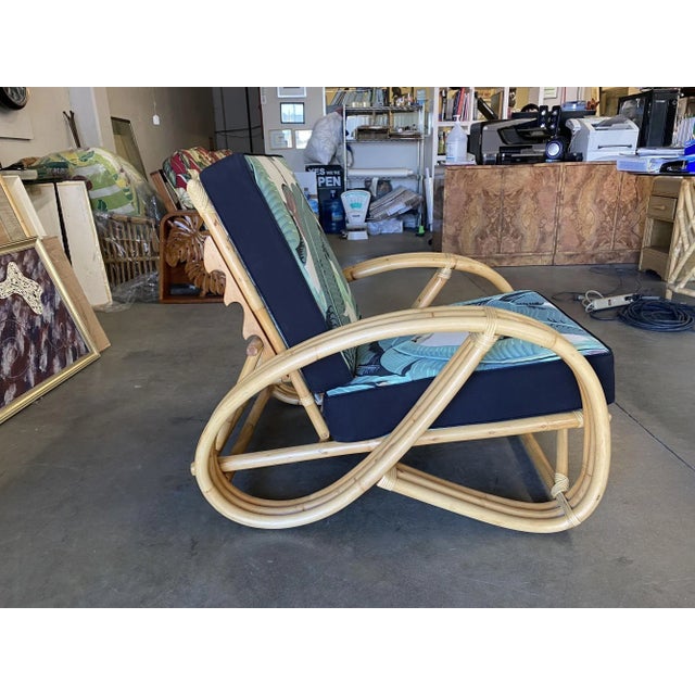 Restored 3/4 Pretzel Rattan Lounge Chair With Adjustable Back For Sale - Image 4 of 12