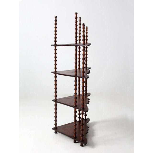 Antique Folk Art Spool Corner Shelf For Sale - Image 9 of 11