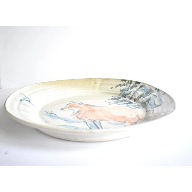Early 21st Century Early 21st Century Studio Pottery Extra-Large Woodland Plate With Fox For Sale - Image 5 of 8