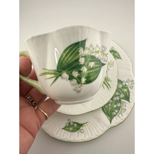 Shelley Lily of the Valley Dainty Cup, Saucer and Plate, Vintage English Bone China 3 Piece Tea Set For Sale In Boston - Image 6 of 8