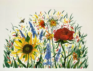 Giclee Print Watercolor Painting “Bees Garden”