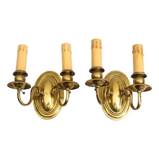 Vintage Brass Appliques, 1950s, Set of 2 For Sale