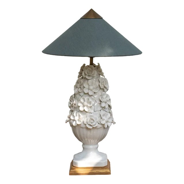 Manises Flora Blanco Lamp by Can Betelgeuse Studio For Sale