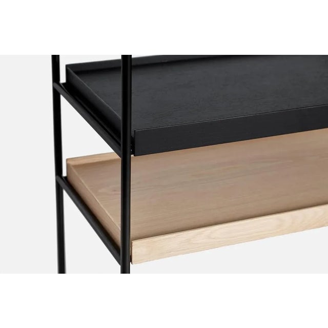 Contemporary Low Oak and Black Tray Shelf I by Hanne Willmann For Sale - Image 3 of 13
