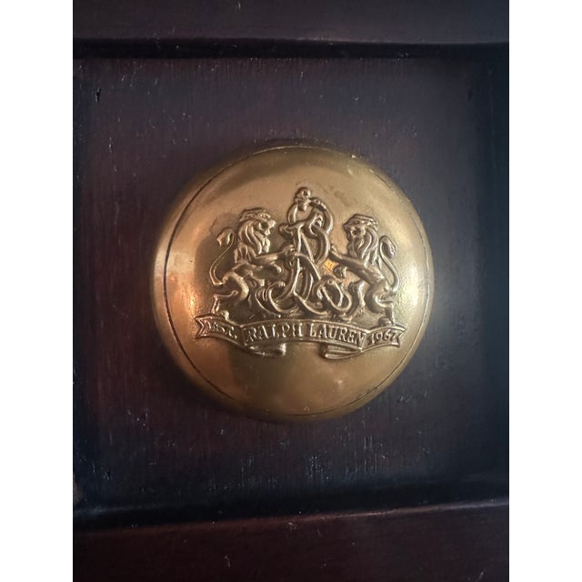 Campaign Late 20th Century Polo Ralph Lauren Mahogany Armoire With Brass Campaign Hardware For Sale - Image 3 of 9