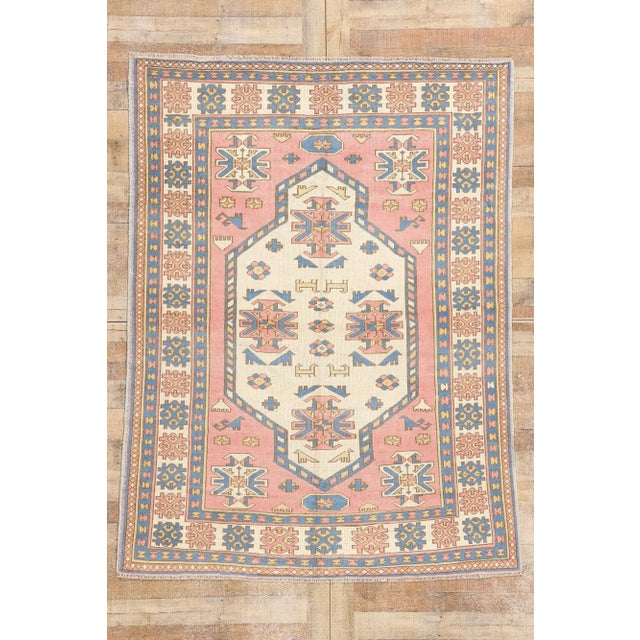 Vintage Pink Persian Hamadan Rug - 05'07 X 07'06 For Sale - Image 9 of 9