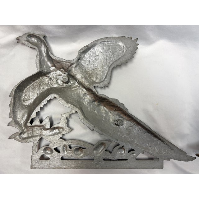 Metal Mid Century Cast Aluminum Silvertone Flying Pheasant Wall Sculpture For Sale - Image 7 of 10