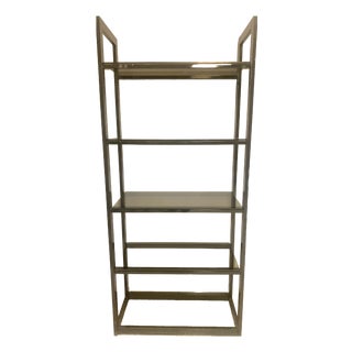 Chrome-Plated Metal and Opaque Glass Shelf, 20th Century For Sale