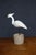 Coastal Hand-Carved White Heron Sculpture on Natural Wood Base by Roe For Sale - Image 3 of 9