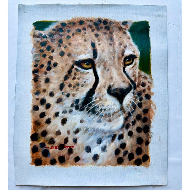 Original Cheetah Portrait Oil Painting on Canvas | Wildlife Art | 8x10 | Signed Prescott For Sale - Image 4 of 4