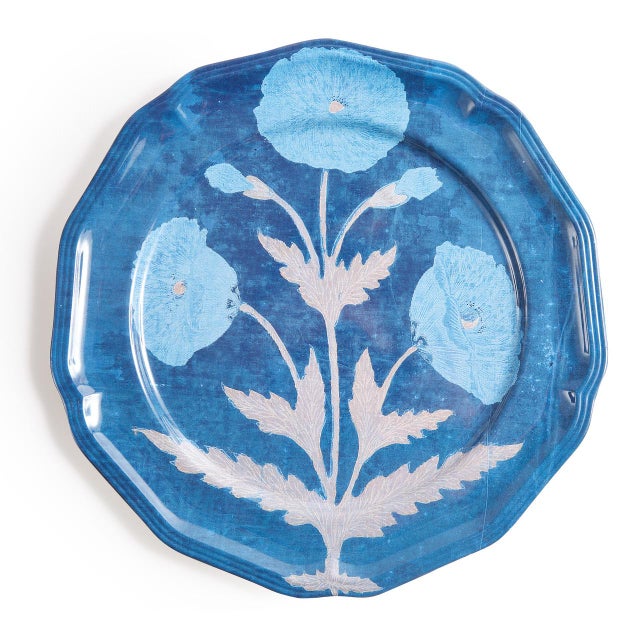 Indian Poppy Blue Side Plates, Set of 4 For Sale - Image 3 of 5