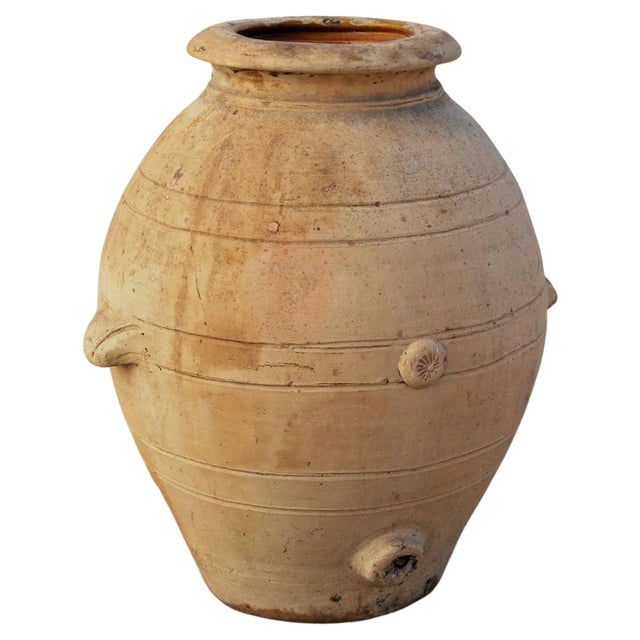 Olive Terracotta Jar, 1920s For Sale