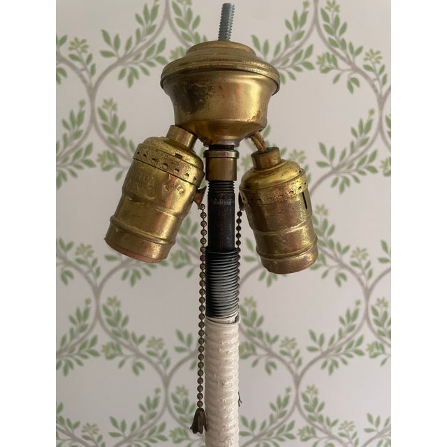 White Antique Early 20th Century White Woven Wicker Sanding Lamp For Sale - Image 8 of 10