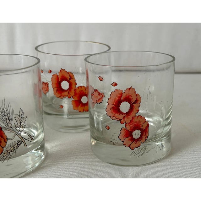 Pretty in Pink Floral Blown Glass Lowball Glasses- Set of 5 For Sale - Image 4 of 9