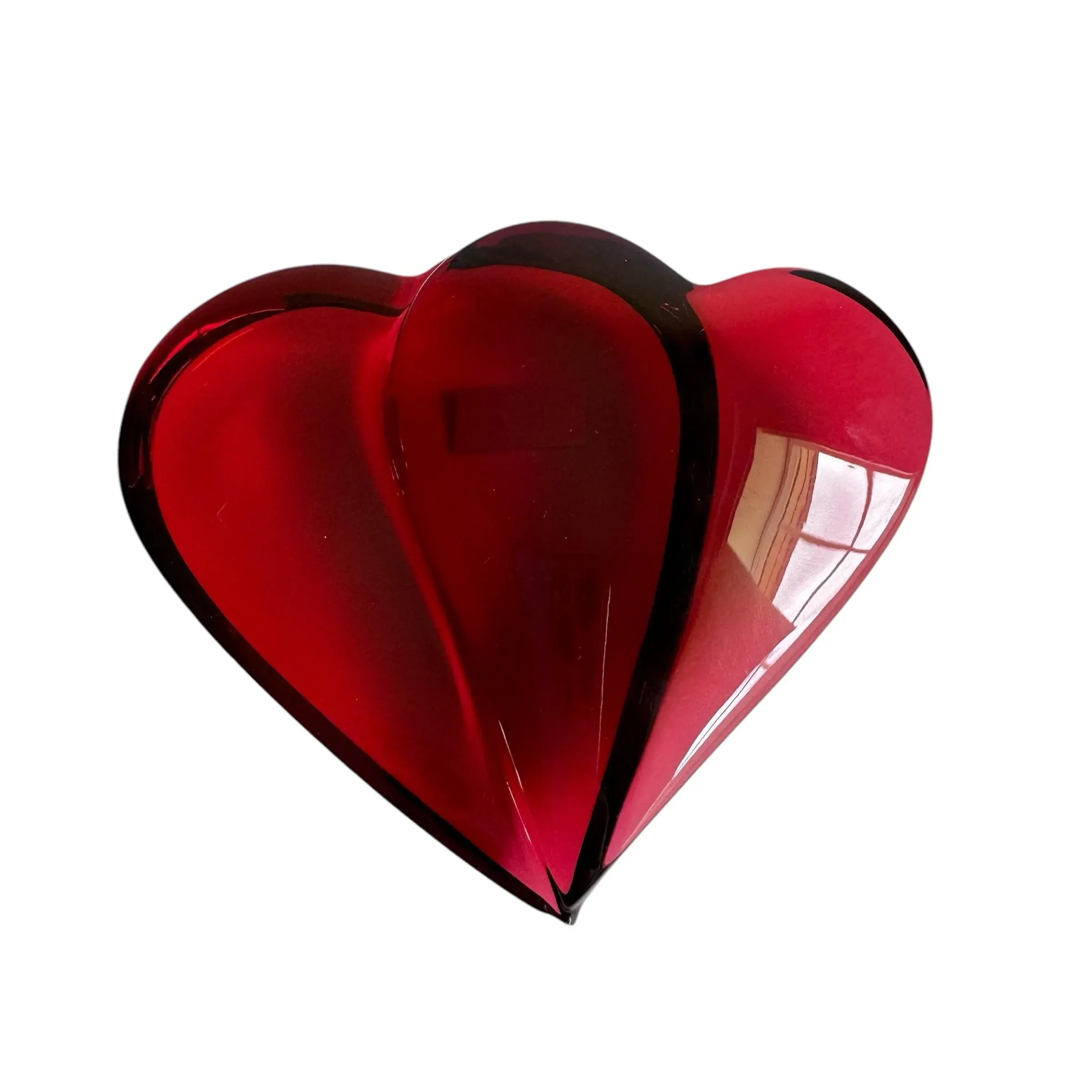 Baccarat Double Hearts Paperweight Red Crystal Heart | Chairish