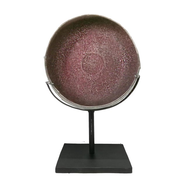 Tiffany Blue Indonesian Gong on Stand, Mid-20th Century For Sale - Image 8 of 13