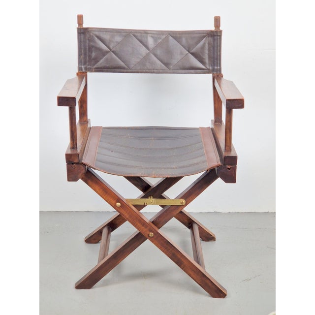 Vintage Director's Chair in Leather, 1970s For Sale - Image 10 of 11