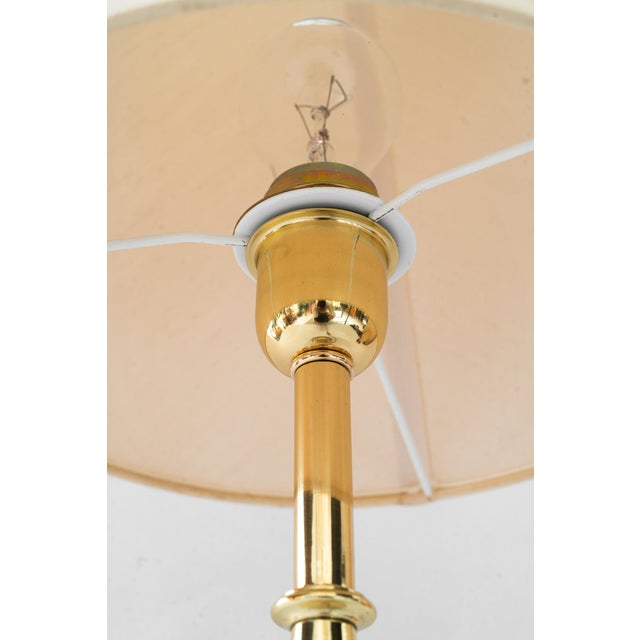 Large Art Deco Glass and Brass Table Lamp with Fabric Shade, Vienna, 1920s For Sale - Image 11 of 15