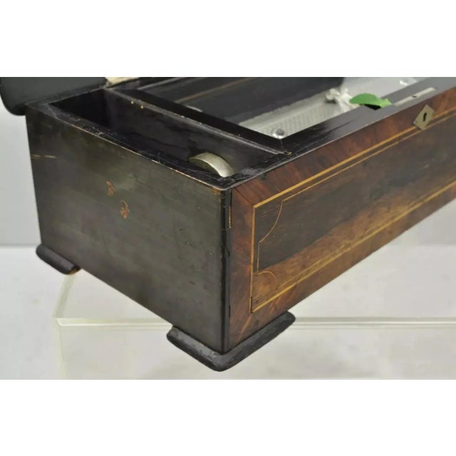 19th Century Antique Swiss Continental Marquetry Inlay Cylinder Music Box by a.v. Bornard For Sale - Image 9 of 12