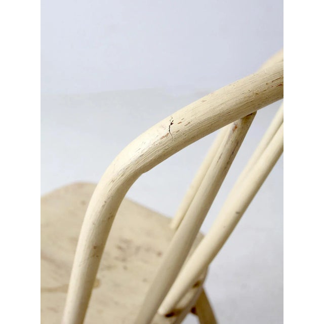 Wood Antique Painted Bow Back Spindle Chair For Sale - Image 7 of 12