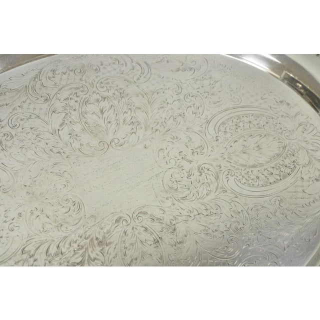 Vintage English Sheridan Silver Plated Large Oval Serving Platter Bar Tray For Sale - Image 10 of 14