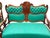 Victorian Antique Victorian Art Nouveau Walnut Parlor Suite in Malachite Green, 3 Pieces For Sale - Image 3 of 10