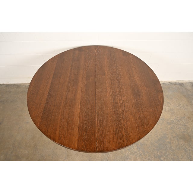 R. J. Horner & Co. R. J. Horner Style Antique Victorian Carved Oak Split Pedestal Extension Dining Table With Lion Paw Feet | Newly Refinished For Sale - Image 4 of 14