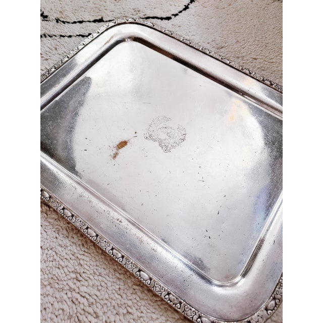 Metal Large 1948 Silver Serving Tray From the Waldorf-Astoria Hotel For Sale - Image 7 of 7