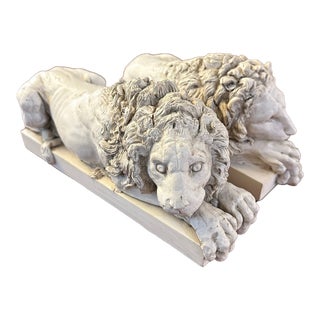 Vintage Reproduction “Canova Lions” Bookends - a Pair For Sale