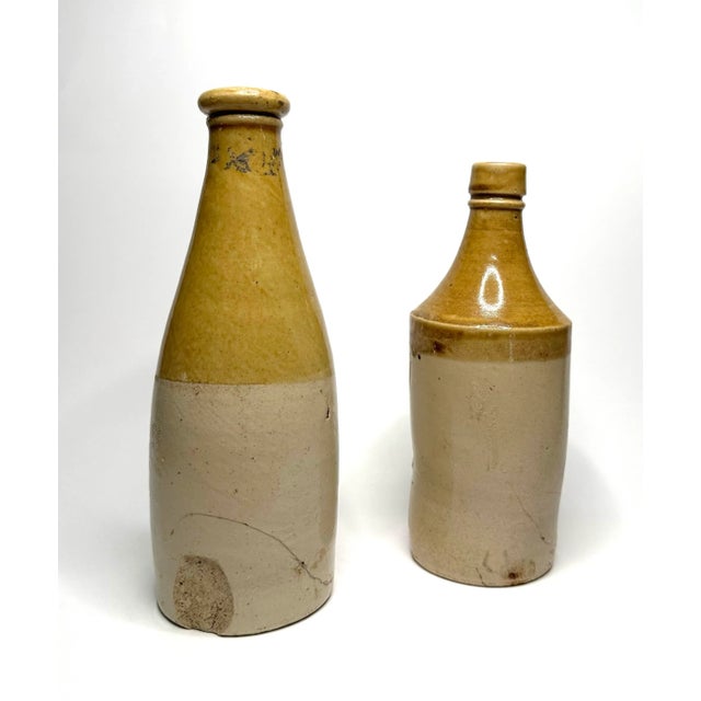 English Traditional Glazed Stoneware Ale Bottles, a Pair For Sale - Image 4 of 10