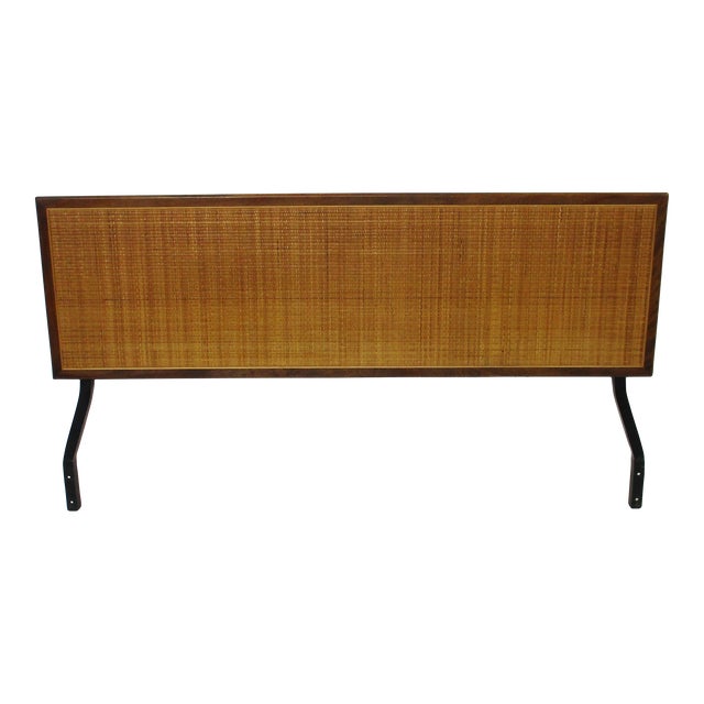 Mid 20th Century George Nelson Full Sized Walnut Caned Headboard for Herman Miller For Sale