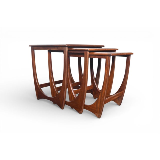 G Plan Mid 20th Century Attributed to G Plan Astro Tile Top Nesting Tables in Teak For Sale - Image 4 of 8