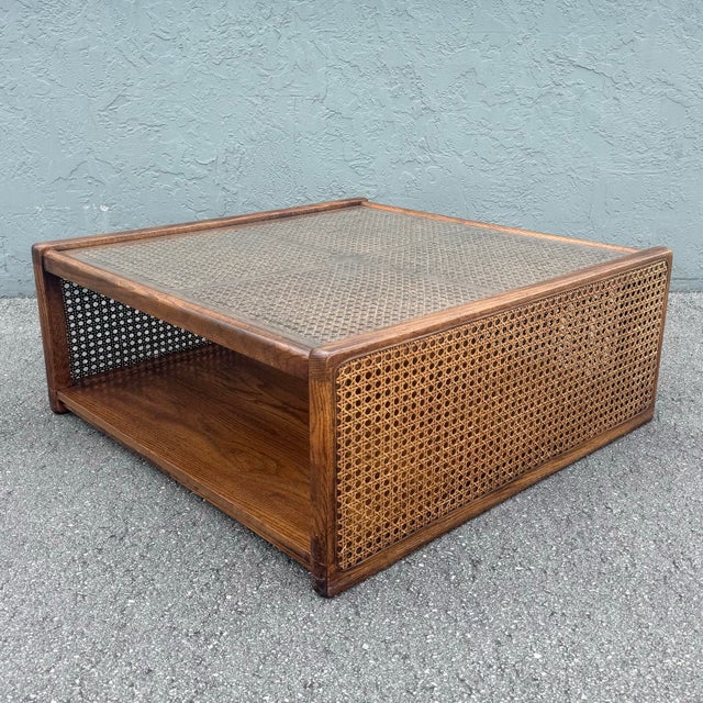 Mid 20th Century Vintage Boho Chic Cane and Oak Modular Sofa and Table Set by Desoto - 8 Pieces For Sale - Image 5 of 12