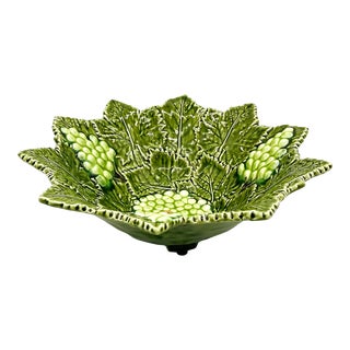 20th Century Portuguese Majolica Grape and Leaf Bowl For Sale