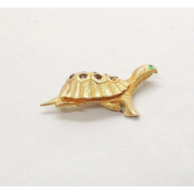 Vintage Signed DeNicola Rhinestone Turtle Brooch For Sale - Image 4 of 9