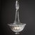 Large pendant light crafted from clear hand-blown Murano glass. The fixture terminates in a basket-shaped, softly...