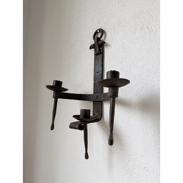 Brutalist Wall Sconces in Wrought Iron, 1890s, Set of 2 For Sale - Image 9 of 18