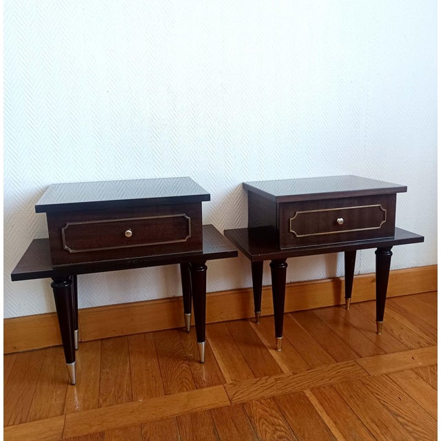 Mid-Century Lacquered Wood Bedside Tables, 1950s, Set of 2 For Sale - Image 16 of 16