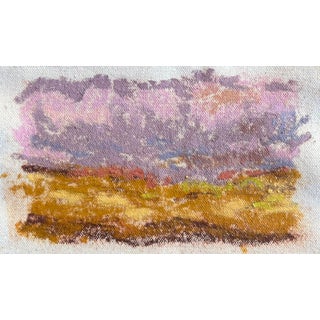 Small Abstract Landscape Oil Pastel Drawing on Raw Canvas - by Brenna Giessen For Sale