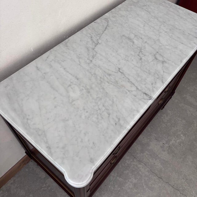 Wooden Chest of Drawers with Marble Top For Sale - Image 3 of 8