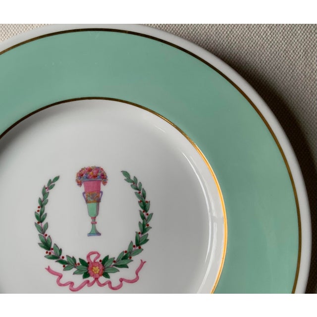 Ceramic Rare Spode Copeland Hand-Painted Neoclassical Serving Plate/Charger With Aqua Border, c.1900, 10.5" - Custom Set For Sale - Image 7 of 18