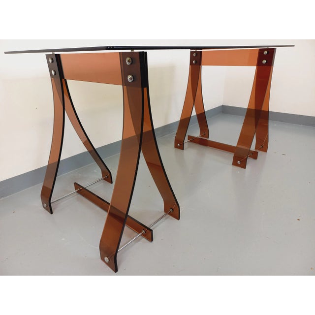 Vintage desk from the 1970s, designed by Marcello Gacita and Pierre Tiberi for Editions Rodet, rectangular top with...