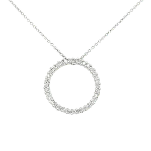 14K White Gold Round Diamond Open Circle Connecting Pendant