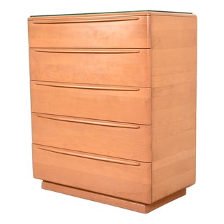 Heywood Wakefield Mid-Century Modern Solid Birch Five-Drawer Highboy Dresser, 1965 For Sale