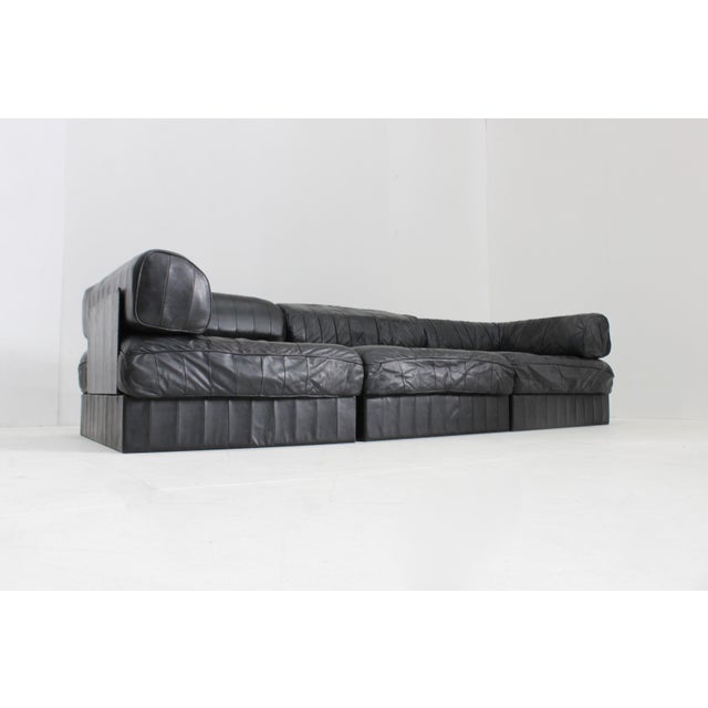 DS 88 Modular Sofa in Black Leather from de Sede, 1970s, Set of 3 For Sale - Image 3 of 15
