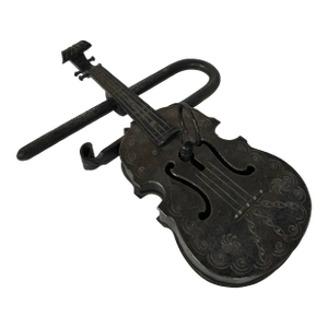 19th Century Hand Made Wrought Iron Violin Shape Lock